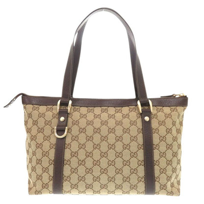 Gucci 141470 02026 GG Canvas/leather Beige Brown Handbag 0416 Gucci