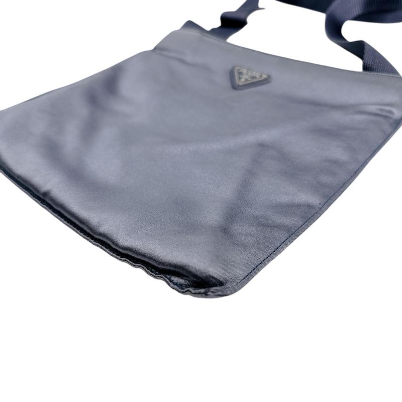 Prada Triangle Logo Pochette Silk Satin Shoulder Bag Prada Light Gray