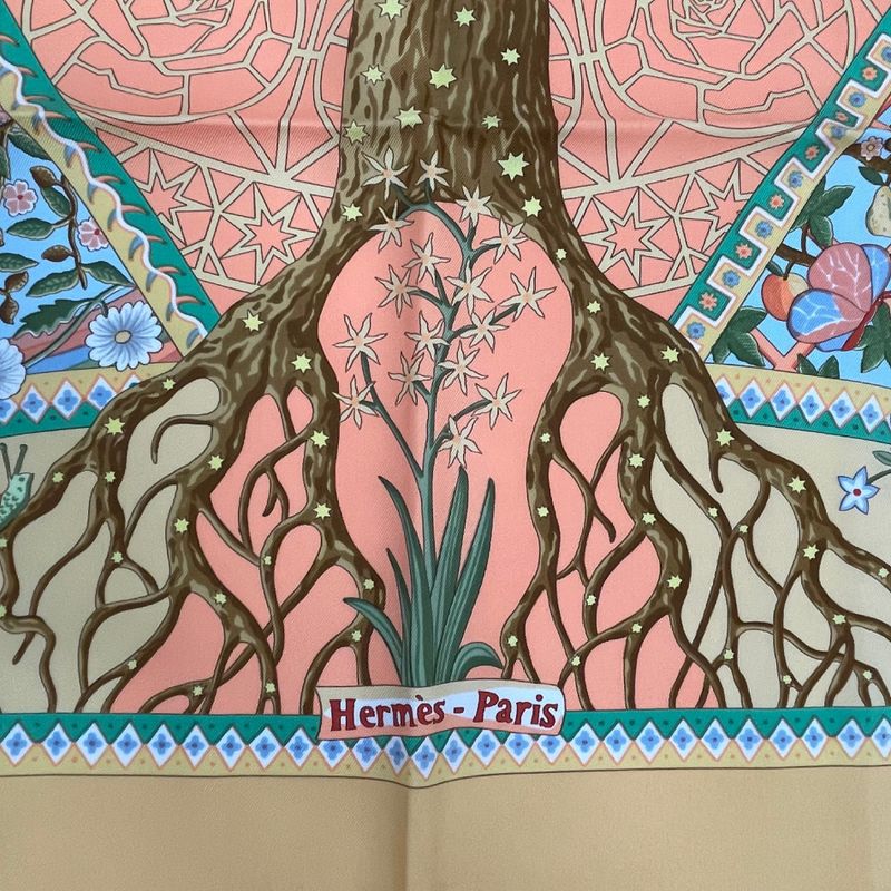 Hermes 100% Silk Scarf Carre 90 AXIS Mundi Axis Of The World Multicolor