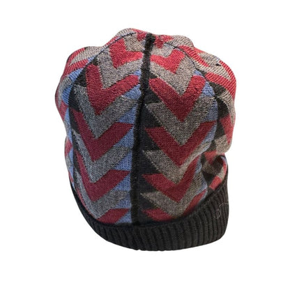 Louis Vuitton Geometric Pattern Knit Cap Men's Navy And Bordeaux -