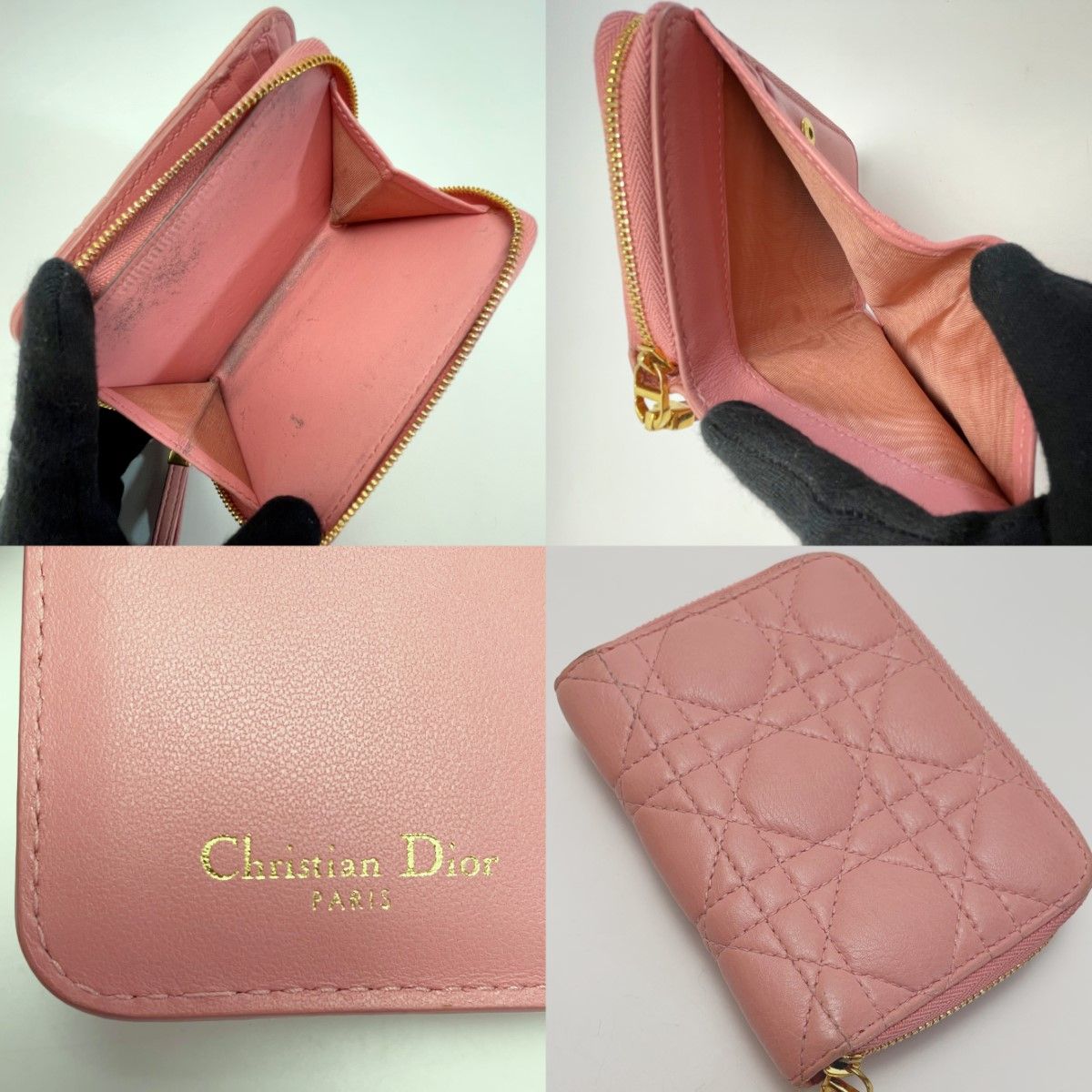 Christian Dior Cannage S5032 Pink Bifold Wallet Ladies
