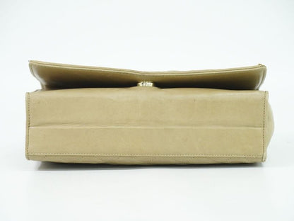 Authentic Chanel Matelasse Coco Mark Chain Shoulder Bag Lambskin Leather Beige