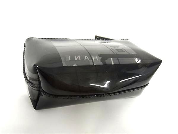 Chanel Coco Mark PVC Pouch Multi Case Small Bag Ladies Black At7379
