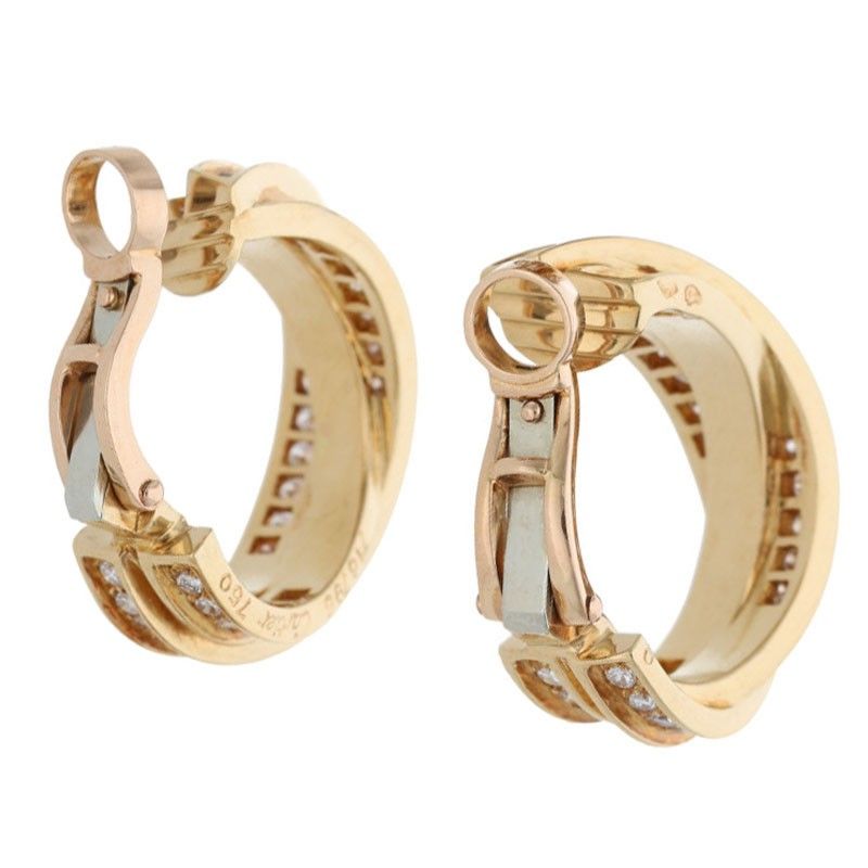 Cartier Trinity 18K Yellow Gold Diamond Earrings Ladies