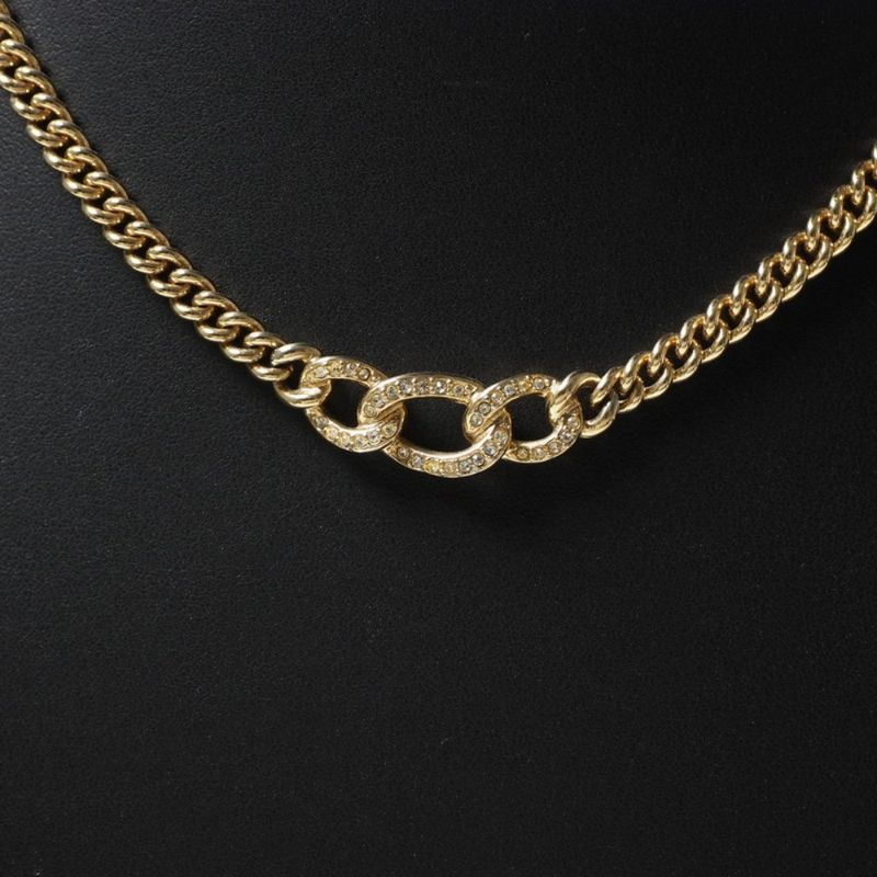Christian DIOR Vintage Necklace Chain Necklace Rhinestone Pave 20250630 Ra5180