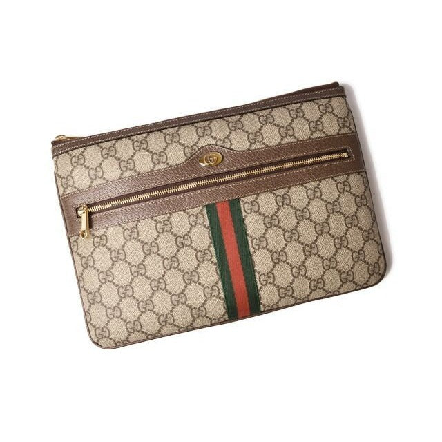 Gucci Brand Bag Clutch Pouch GG Supreme Brown Beige — view 3