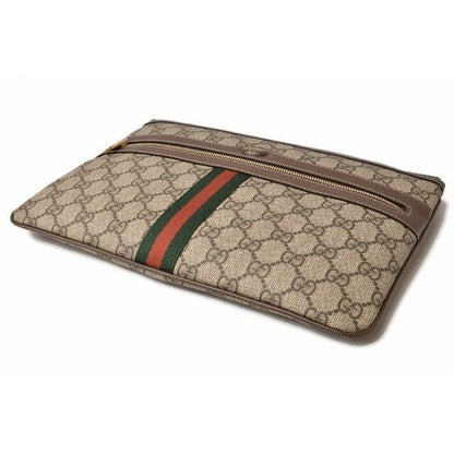 Gucci Brand Bag Clutch Pouch GG Supreme Brown Beige — view 4