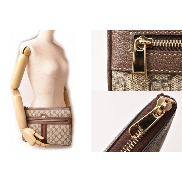 Gucci Brand Bag Clutch Pouch GG Supreme Brown Beige — view 5