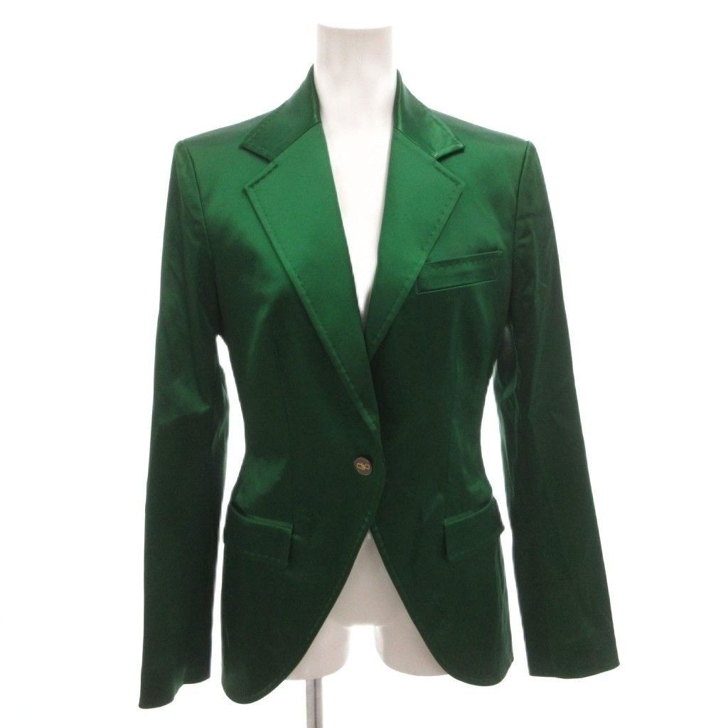 Dolce & Gabbana Tered Jacket Black Leather Glossy Green