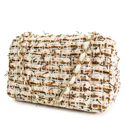 Chanel Mini Classic Multicolor White Gold Tweed Shoulder Bag — view 2