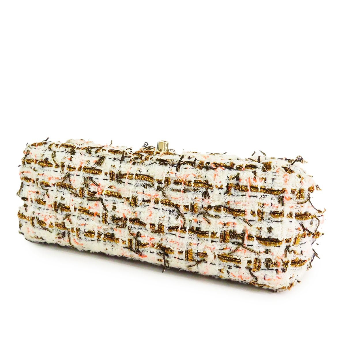 Chanel Mini Classic Multicolor White Gold Tweed Shoulder Bag — view 3