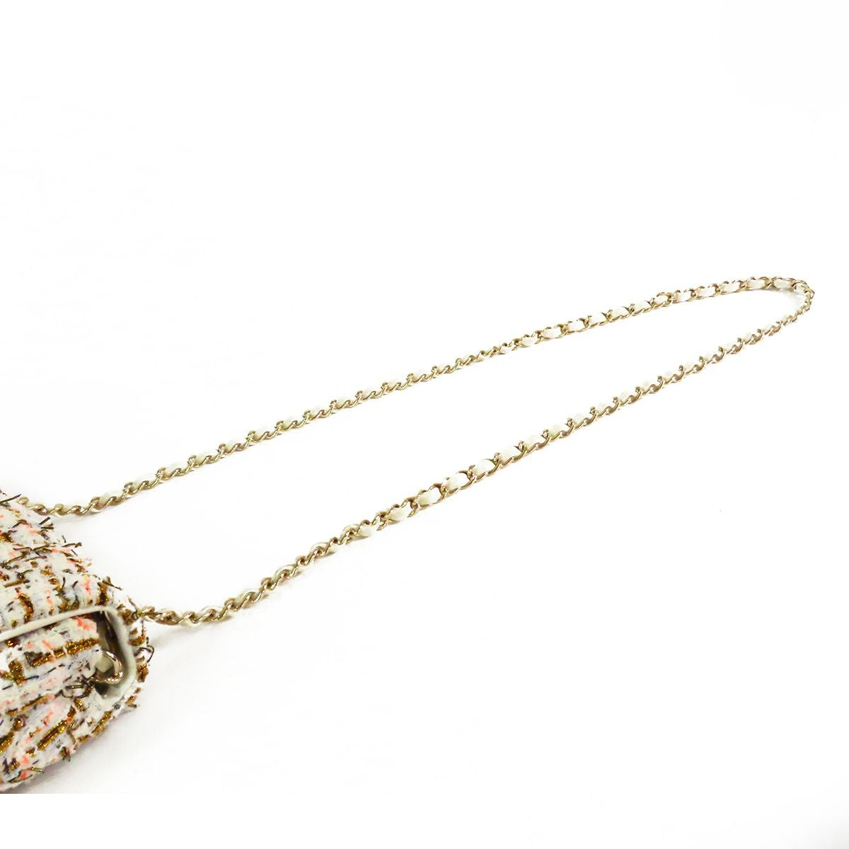 Chanel Mini Classic Multicolor White Gold Tweed Shoulder Bag — view 4