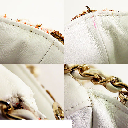 Chanel Mini Classic Multicolor White Gold Tweed Shoulder Bag — view 8
