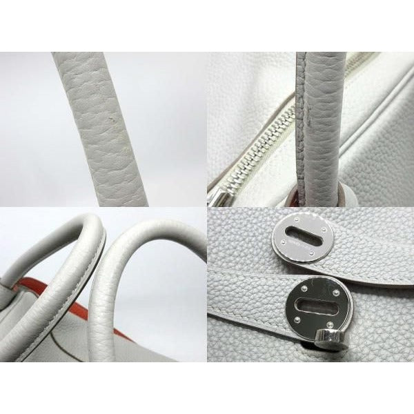 Hermes Lindy 34 Verso Shoulder Bag Handbag Taurillon Clemence Pearl — view 6