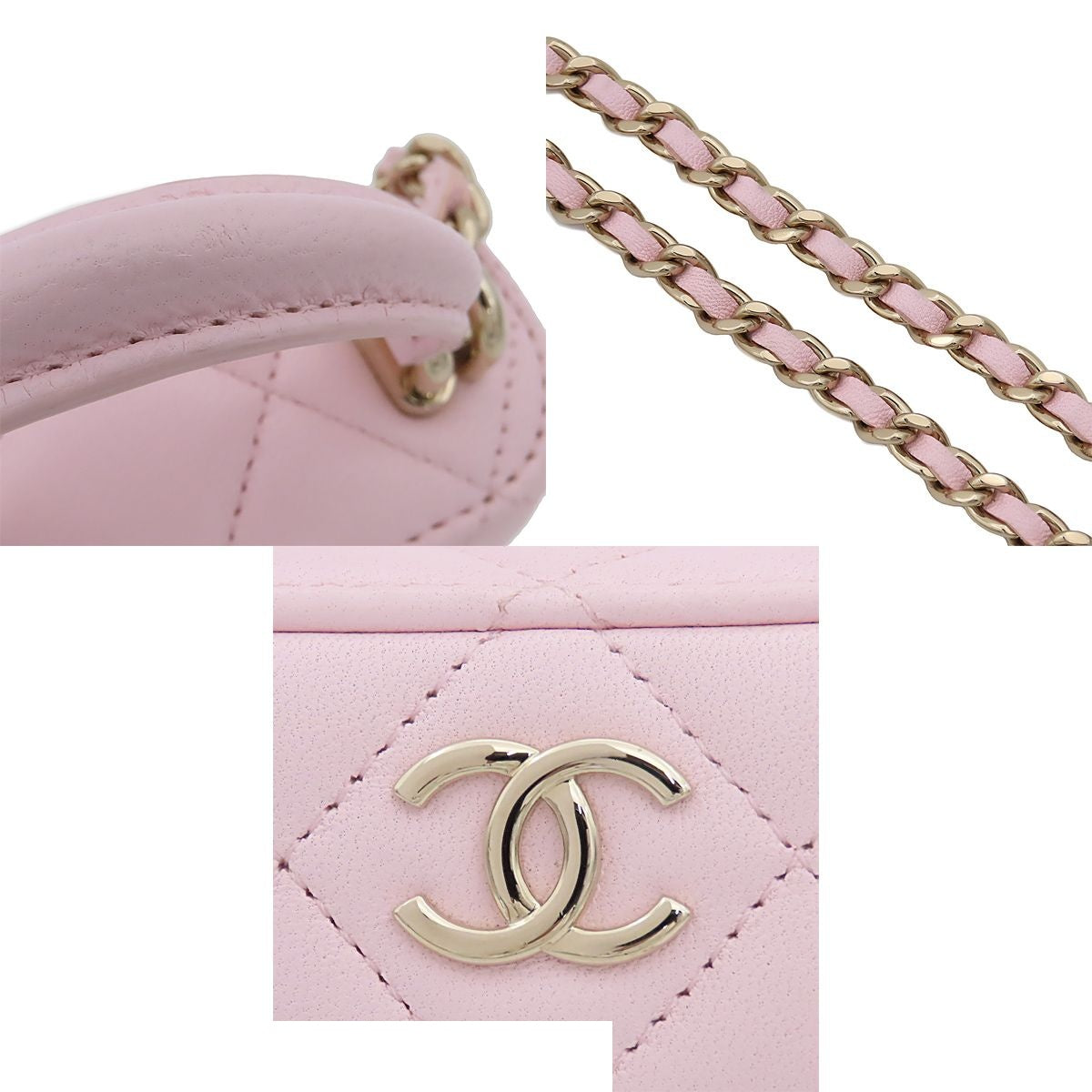 Chanel Phone Case Pink Gold Lambskin Quilted Classic Vanity Smartphone Pouch — view 8