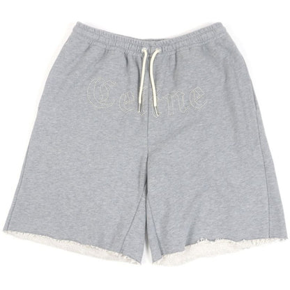 Celine 21 SS 2 Q 100% Cotton Logo Studded Sweat Shorts Grey