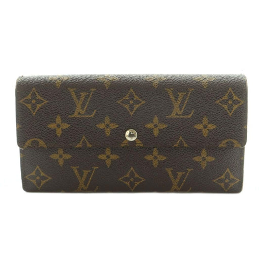 Louis Vuitton Wallet Bifold Coin Purse Leather Monogram Pattern Brown