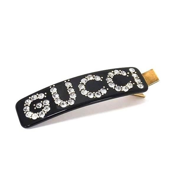 Gucci Line Stone Barrette Hair Black