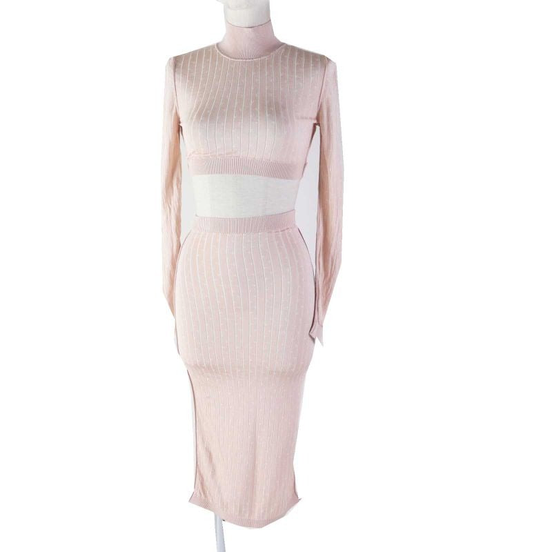 Fendi 22 Rayon Set Suit Top Skirt Light Pink 36