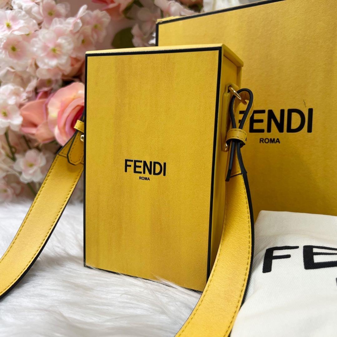 Fendi Box Shoulder Bag Leather Yellow