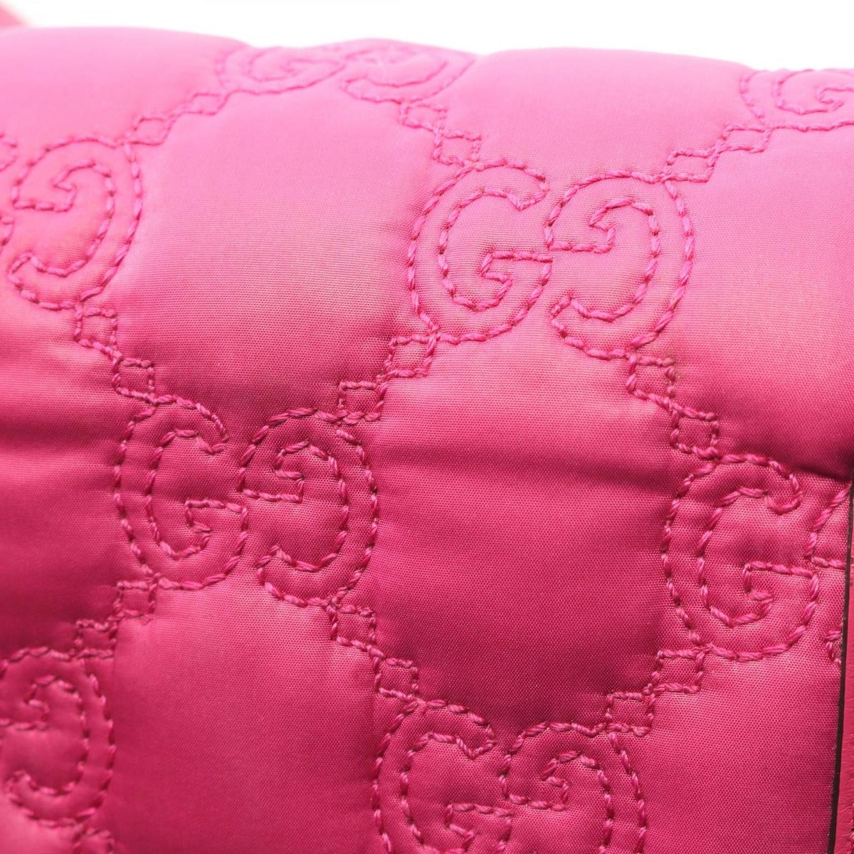 Gucci Shoulder Bag GG Matelasse Mini Fuchsia Pink Nylon Leather — view 7