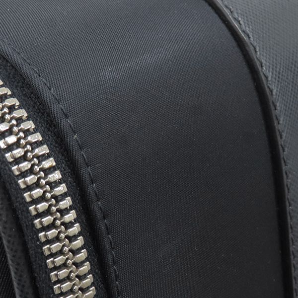 Prada Carry Bag Triangle Logo Carry Case Nylon Leather Navy Silver Hardware