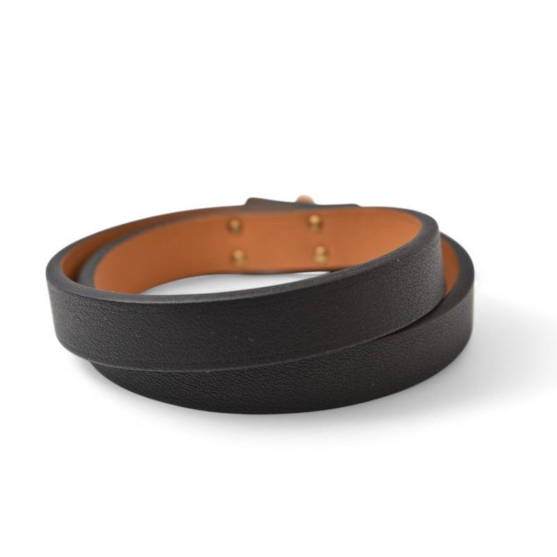 Hermes Bangle Bracelet Kelly Leather Dubretour Black Pink Gold T2 — view 3