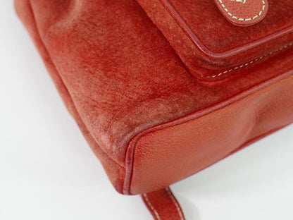 Authentic Gucci Bamboo Backpack Sac Backpack Suede Leather Red Bamboo Bag