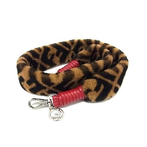 Fendi Strap You Zucca Pattern Shearling Bag Shoulder Brown Black