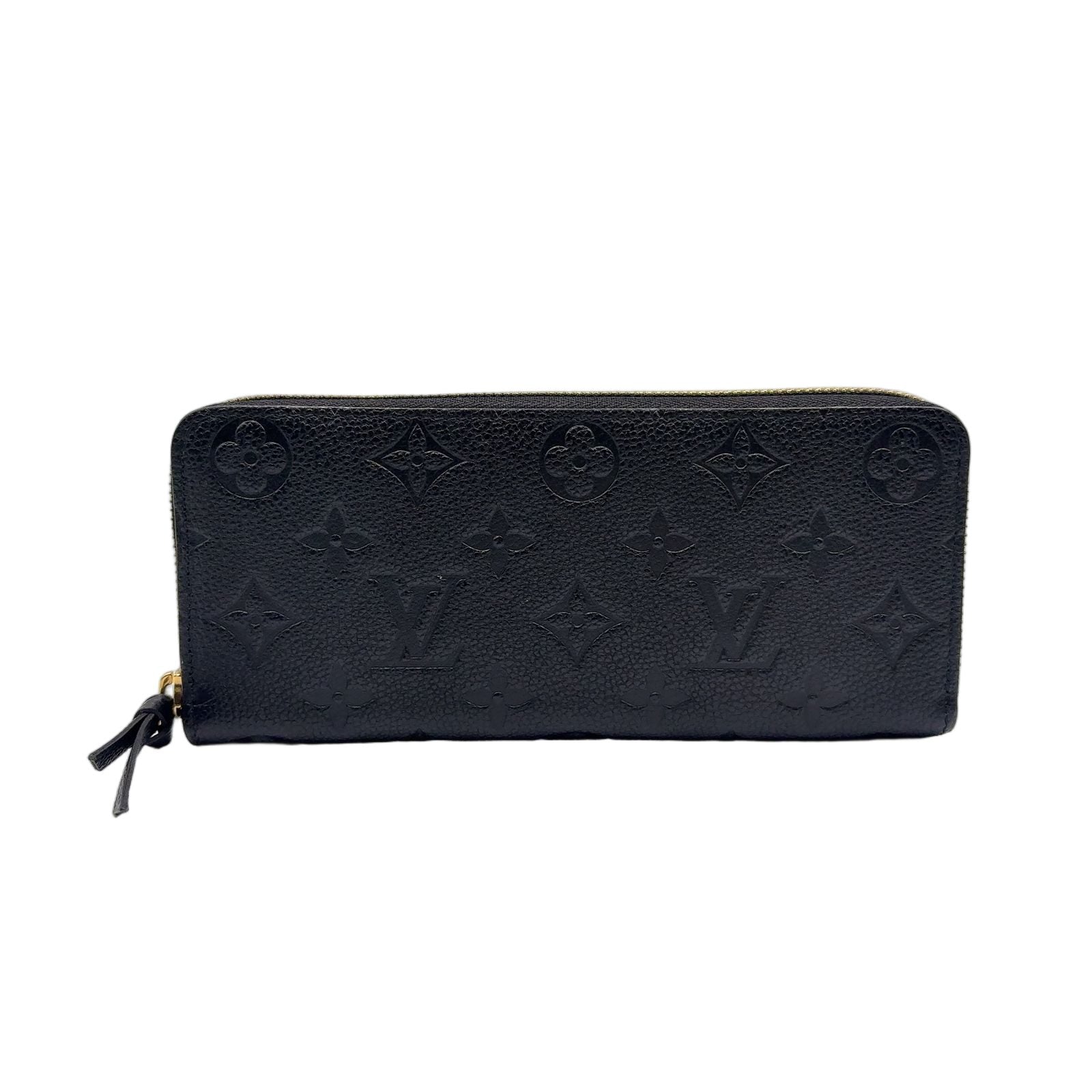 Louis Vuitton Portefeuille Clemence Monogram Empreinte Leather Black Round