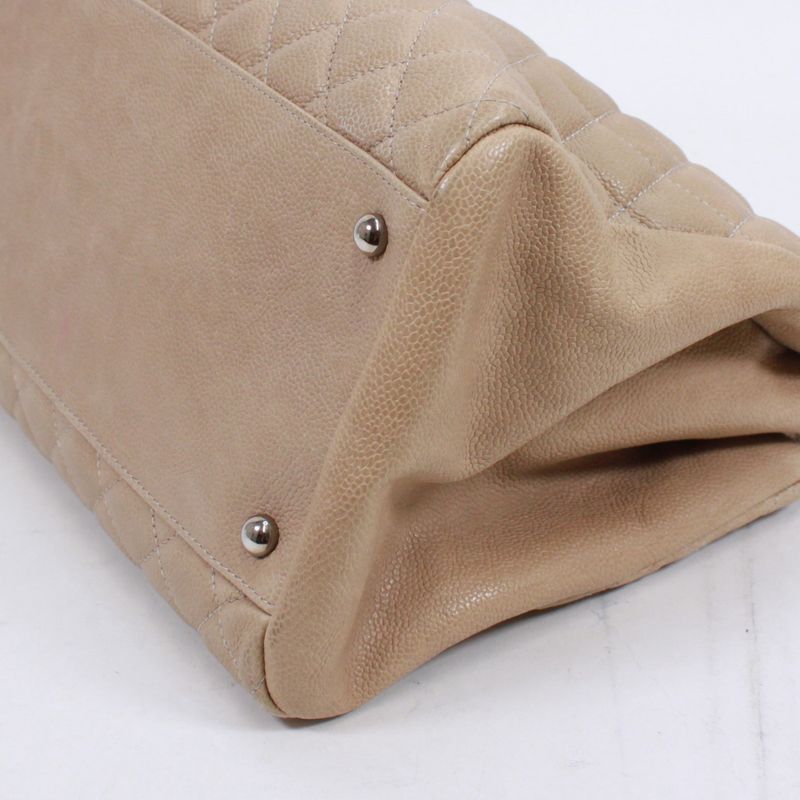 Chanel Matelasse Beau Ring Bag Caviar Skin Beige Shoulder Bag Silver