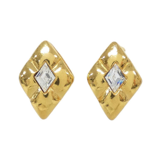 Chanel Vintage Earrings Gold Crystal