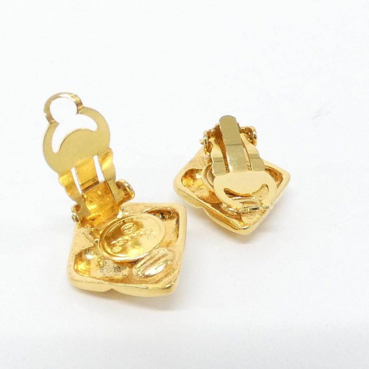 Chanel Vintage Earrings Gold Crystal — view 6