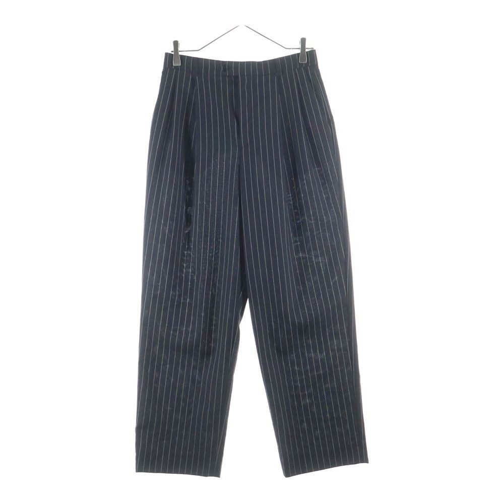 Celine Multi Pocket Zip Up Striped Pattern Slack Pants Black