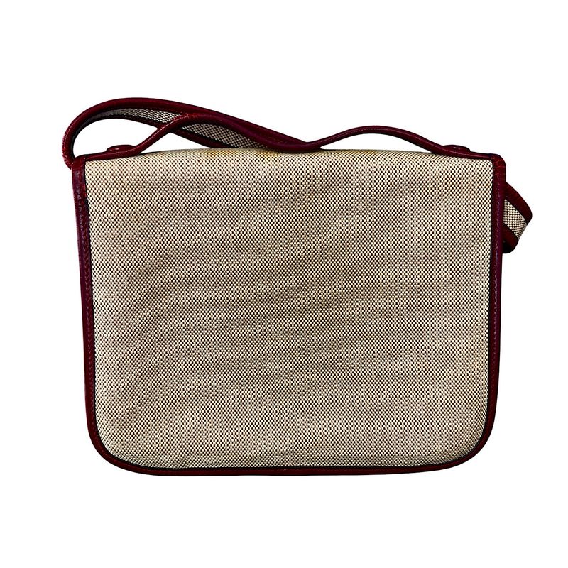 Hermes Shoulder Bag Toile Ashe Canvas Leather Beige