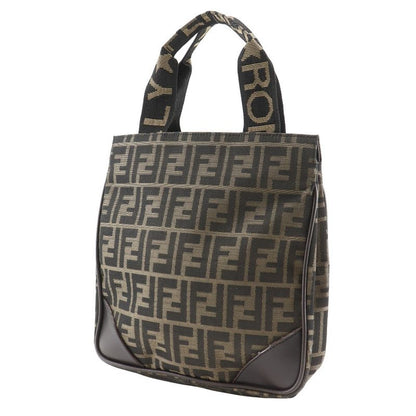 Fendi Mini Tote Zucca Pattern Nylon Canvas Brown Ladies Handbag