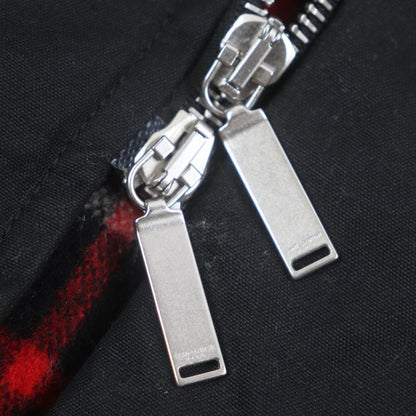  Saint Laurent Paris 486134 Checkered Lined Elbow Patch Cotton Double Zip Up