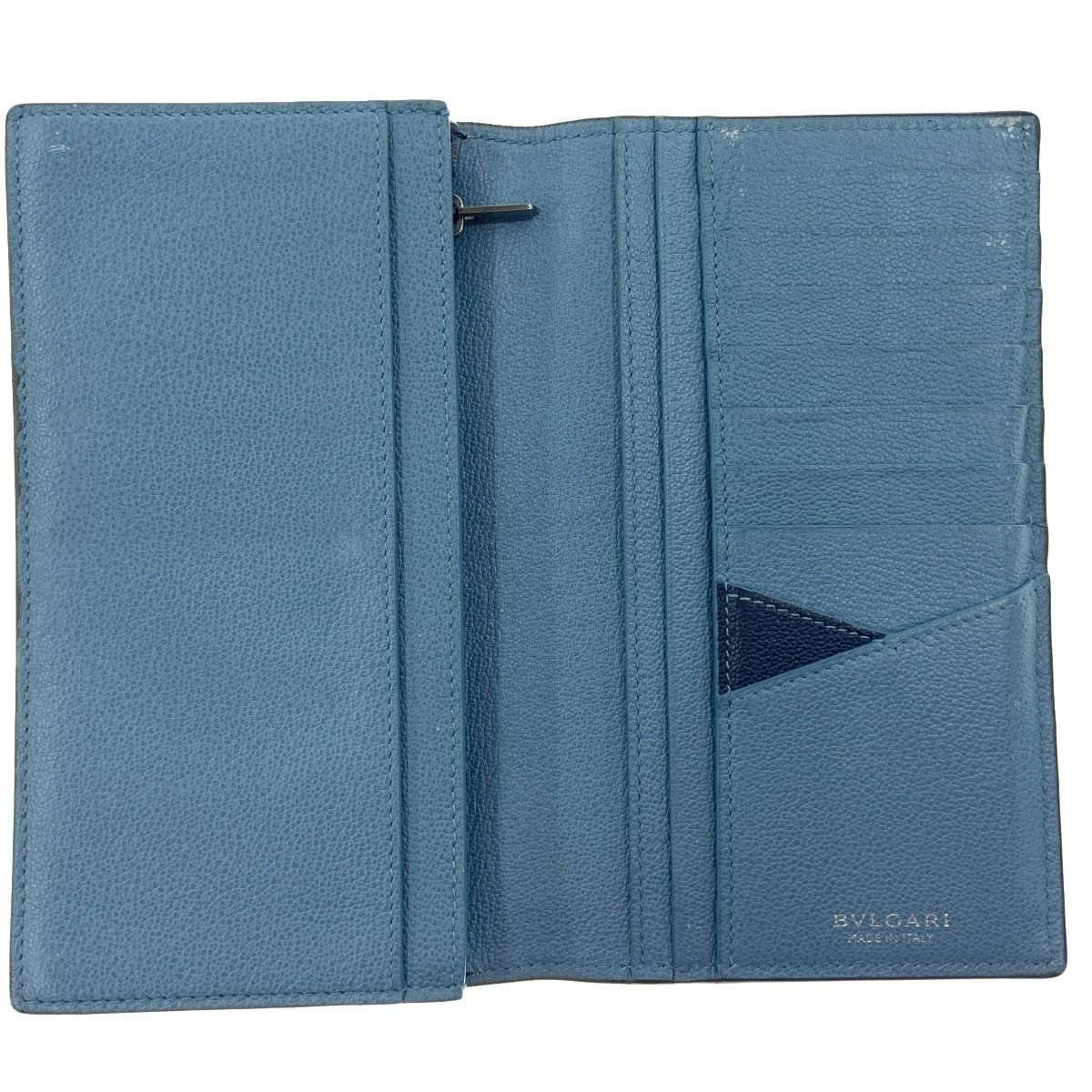 Bvlgari Leather Bifold Wallet Blue