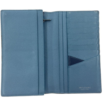Bvlgari Leather Bifold Wallet Blue