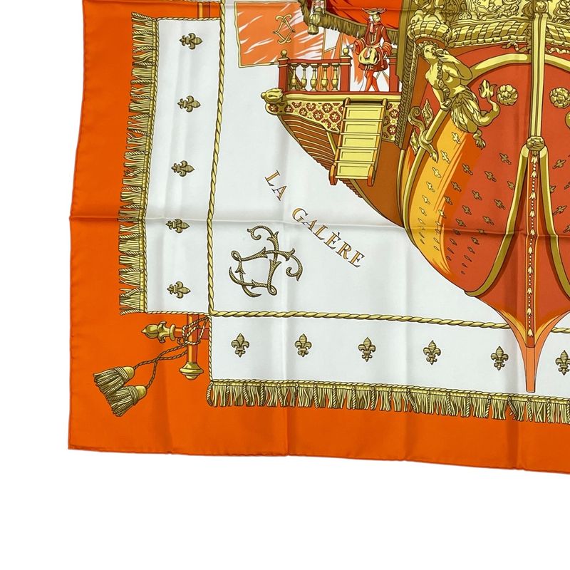 Hermes Carre 90 VUE DU Carosse DE LA Galere LA Reale Queen's Coronation Silk