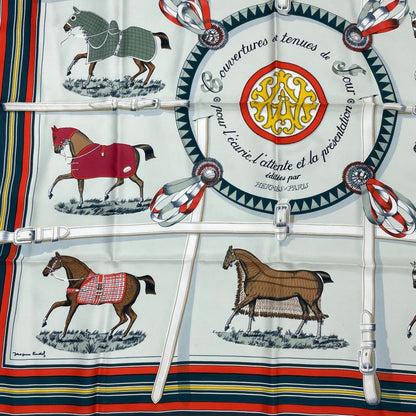 Hermes Carre 90 Couvertures ET Tenues Horsehair Silk Scarf Multicolor