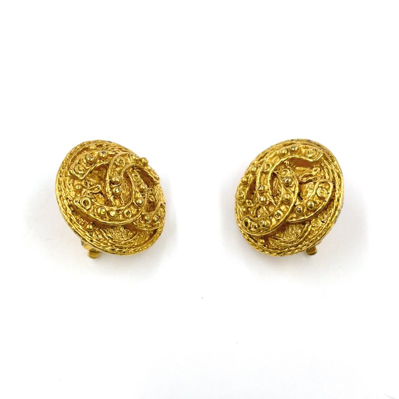 Chanel Round Coco Mark GP Gold Earrings