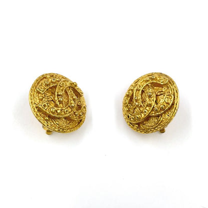 Chanel Round Coco Mark GP Gold Earrings