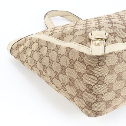 Gucci GG Canvas Abby 141472 Leather Tote Bag Shoulder Hand A4 Beige Women's EME