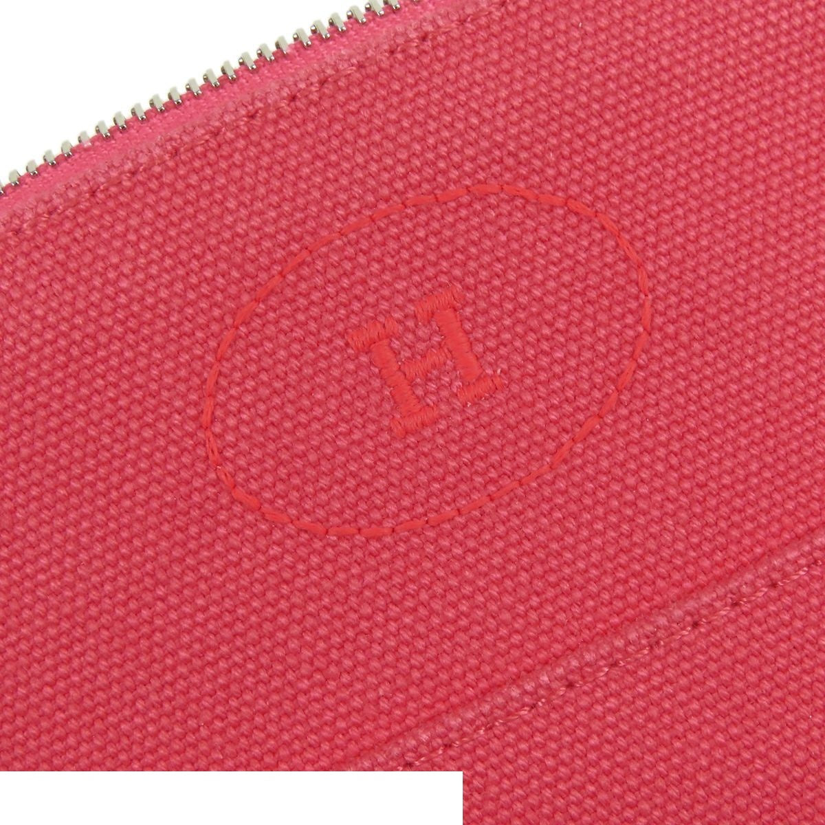 Hermes Bolide Pouch Mini Hibiscus Pink Silver Cotton — view 5
