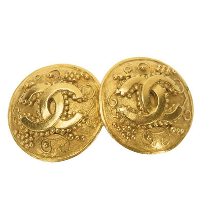 Chanel Earrings Coco Mark Metal Gold Plated Accessories 96 A