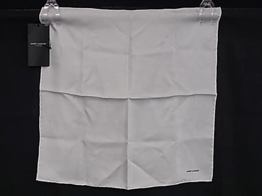 Saint Laurent 100% Silk Scarf Handkerchief Women Men White Fa1150