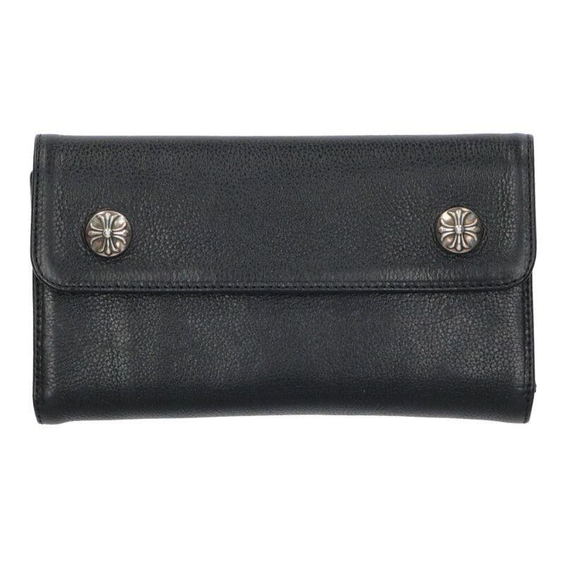 Chrome Hearts Wave Cross Ball Button Leather Wallet