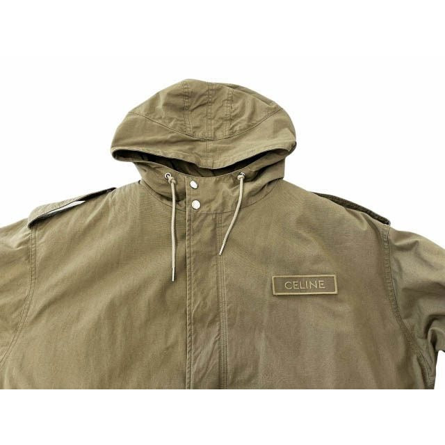 Celine Logo Patch Shearling Liner Mod Coat 48 Khaki — view 3