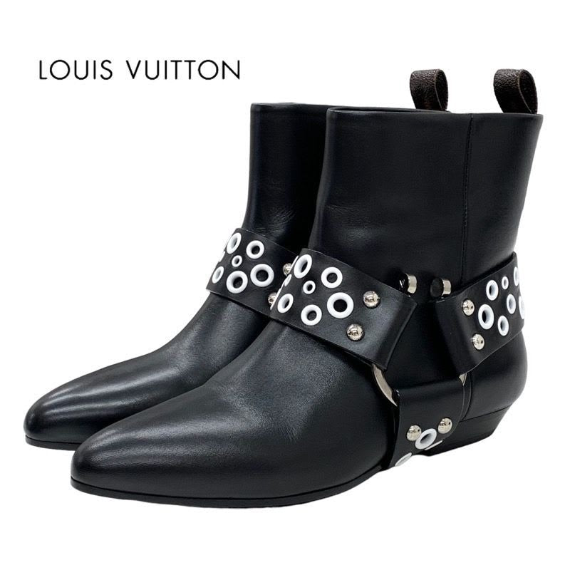 Louis Vuitton Rhapsody Line Boots Short Ankle Leather Black